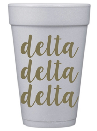 Gold Script Styrofoam Cups - Delta Delta Delta