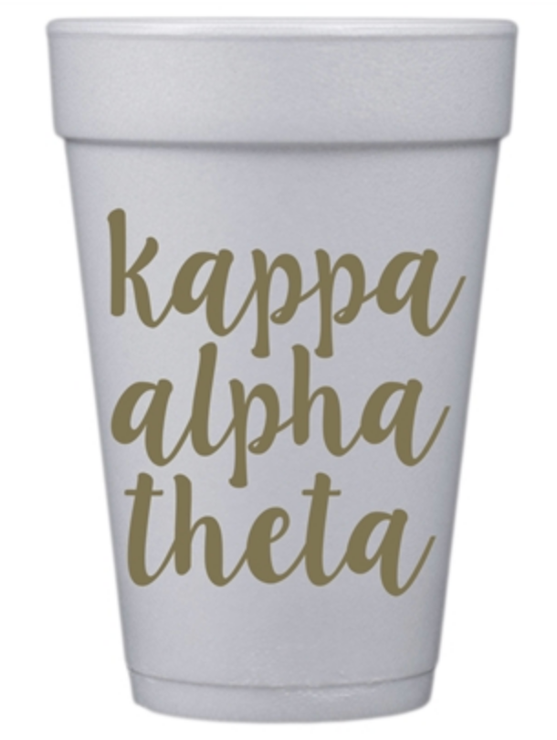 Gold Script Styrofoam Cups - Kappa Alpha Theta