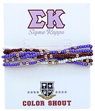 6 Beaded Stretch Bracelets- Sigma Kappa