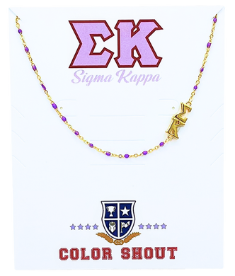 Side Set Enamel Bead Necklace- Sigma Kappa