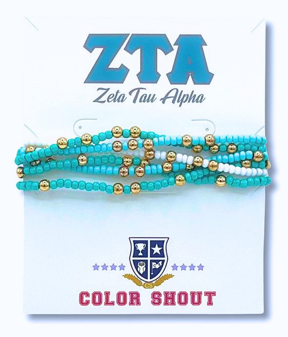 6 Beaded Stretch Bracelets- Zeta Tau Alpha