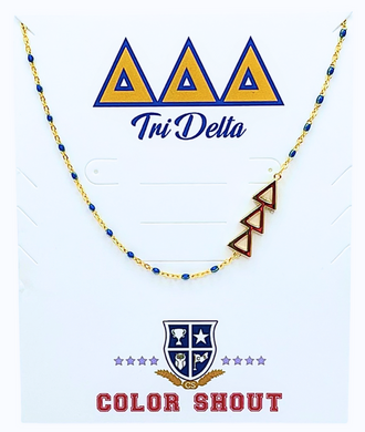 Side Set Enamel Bead Necklace- Delta Delta Delta