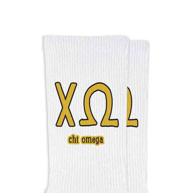 Letters And Name Crew Socks- Chi Omega