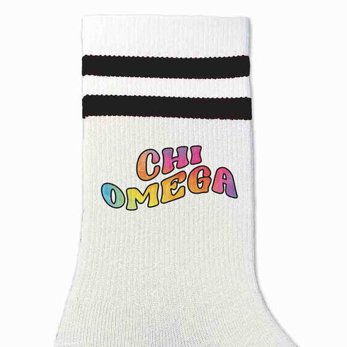 Retro Stripe Crew Socks- Chi Omega