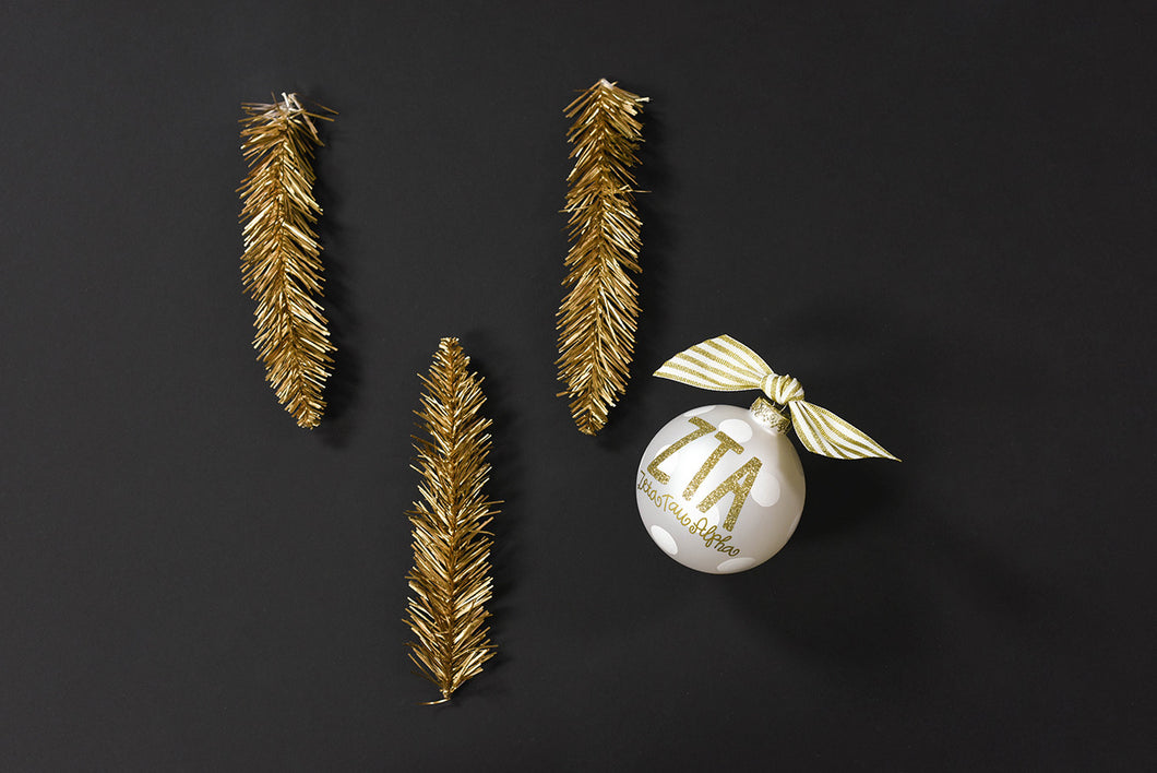 Gold and White Ornament - Zeta Tau Alpha