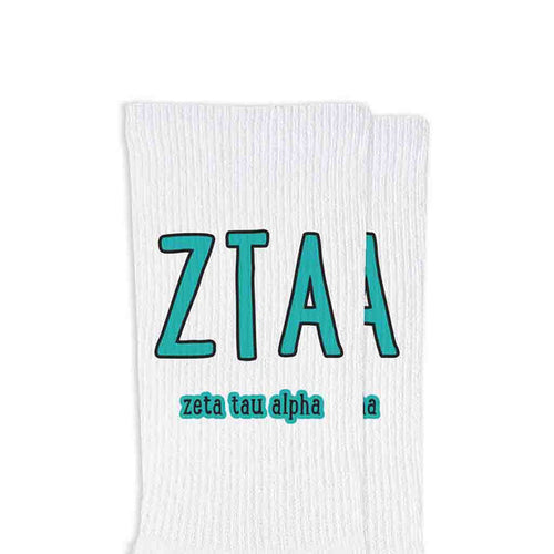 Letters And Name Crew Socks- Zeta Tau Alpha
