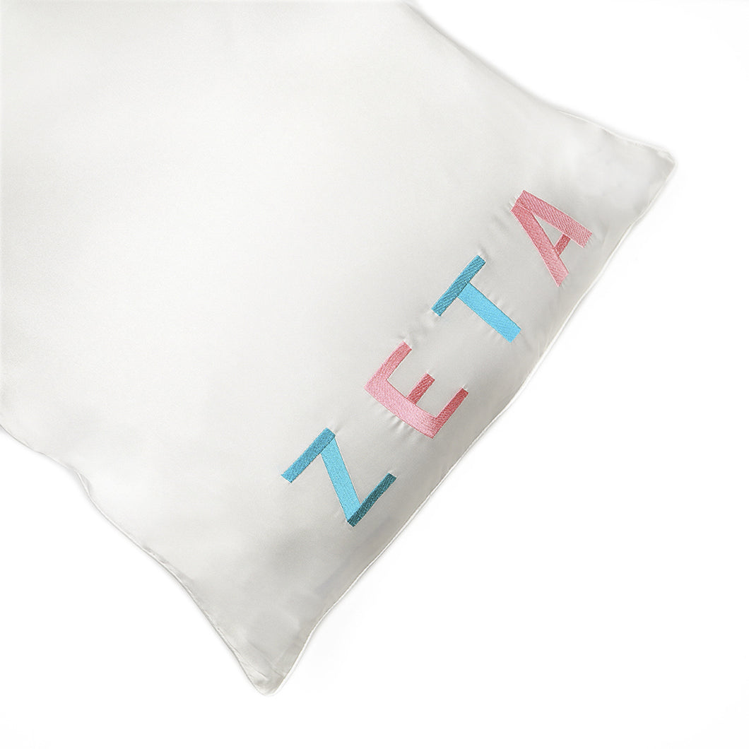 Embroidered Satin Pillowcase- Zeta Tau Alpha