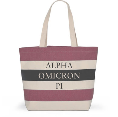Striped Sorority Tote - Alpha Omicron Pi