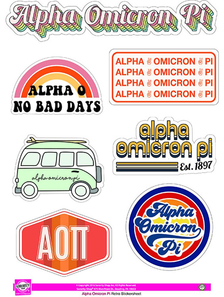 Retro Sticker Sheet - Alpha Omicron Pi