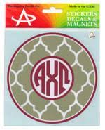 Quatrefoil Monogram Decal - Alpha Chi Omega