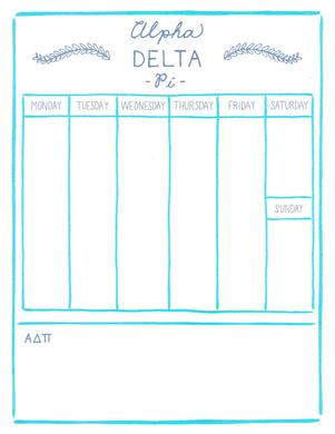 Weekly Schedule Pad - Alpha Delta Pi