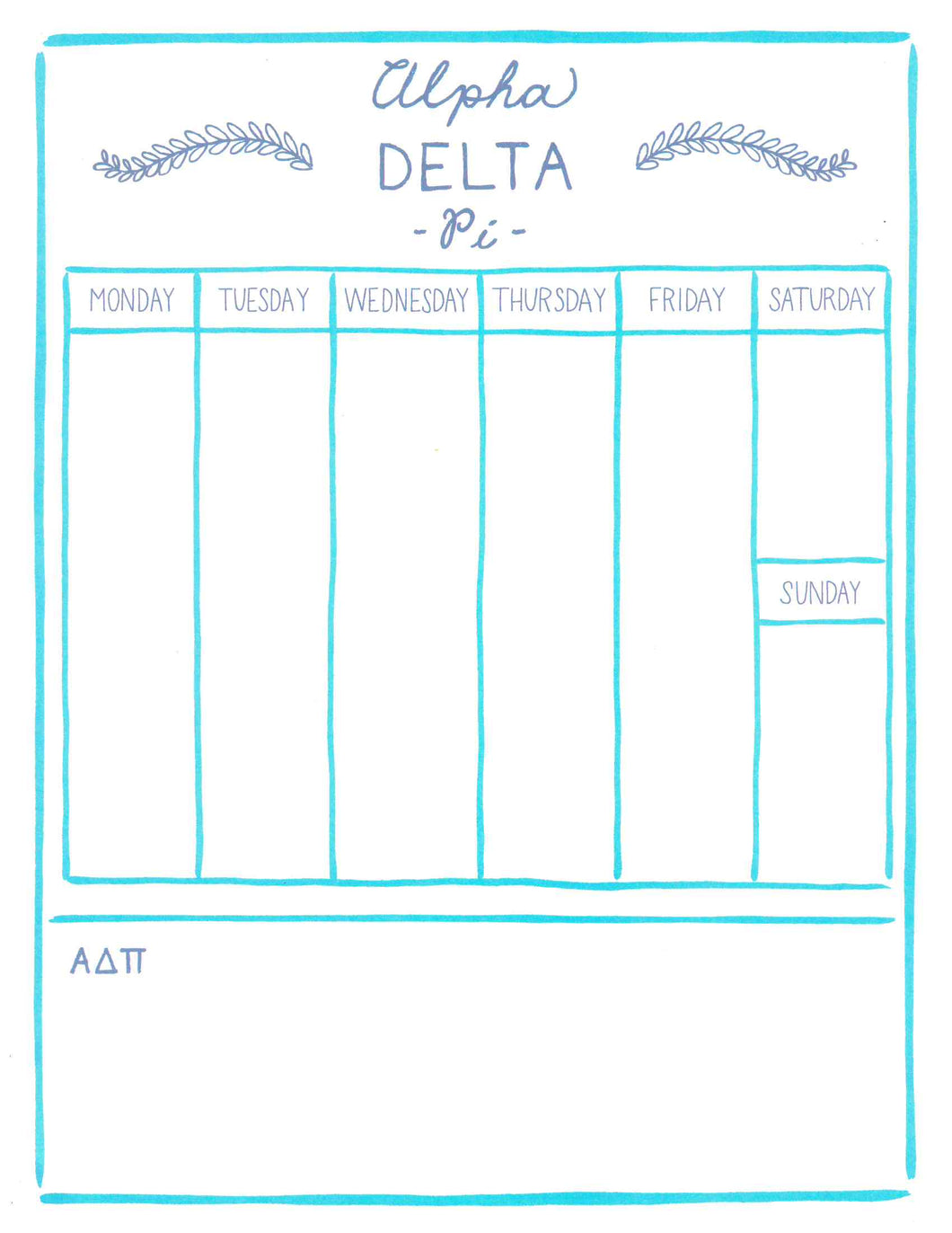 Weekly Schedule Pad - Alpha Delta Pi