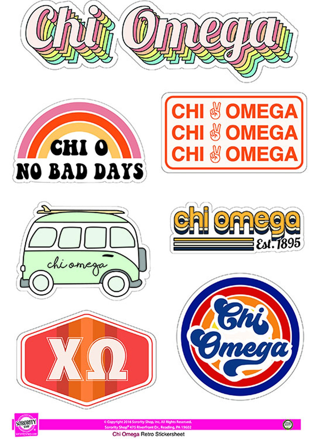 Retro Sticker Sheet - Chi Omega