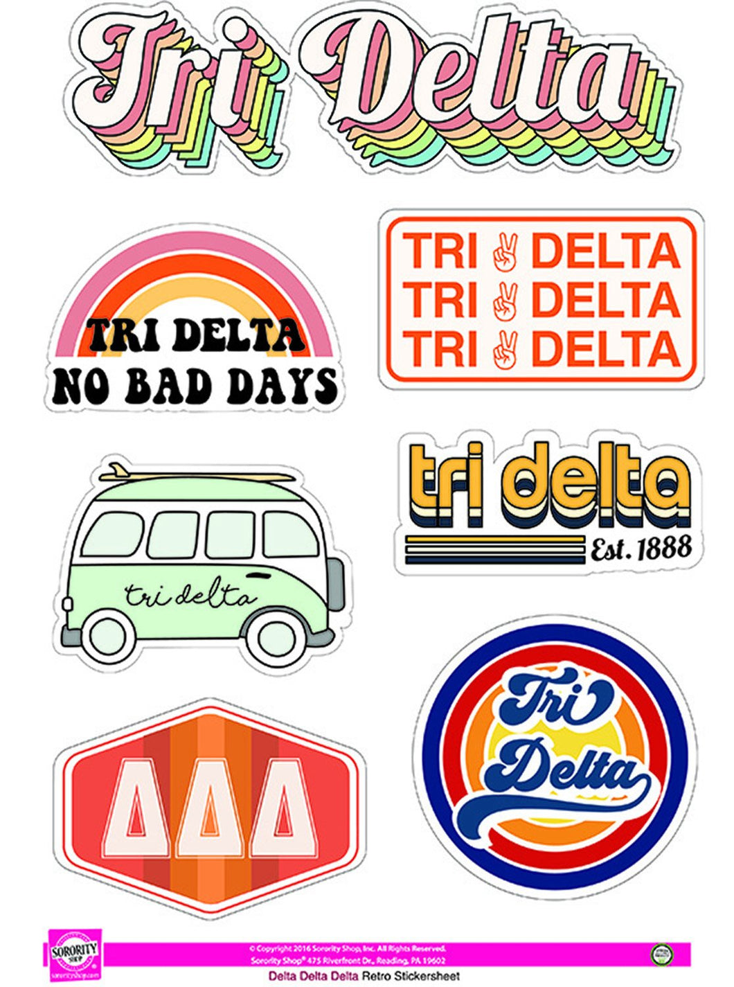 Retro Sticker Sheet - Delta Delta Delta
