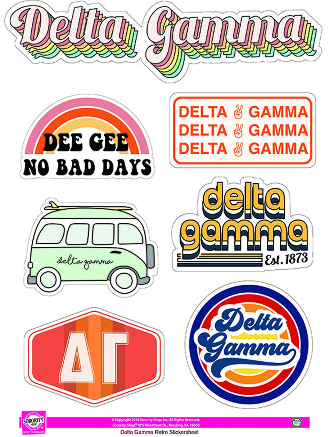 Retro Sticker Sheet - Delta Gamma