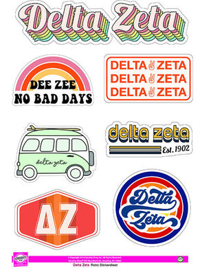 Retro Sticker Sheet - Delta Zeta