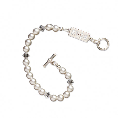 Swarovski White Pearl and Crystal Bracelet - Delta Phi Epsilon