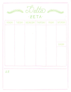 Weekly Schedule Pad - Delta Zeta