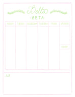 Weekly Schedule Pad - Delta Zeta