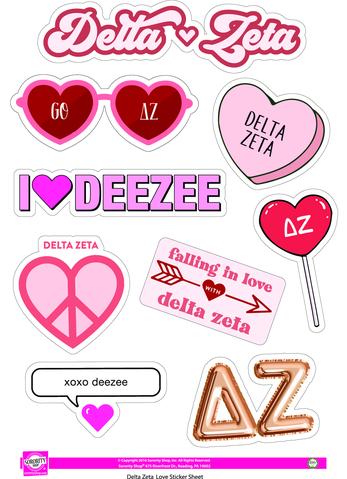 Love Theme Sticker Sheet - Delta Zeta