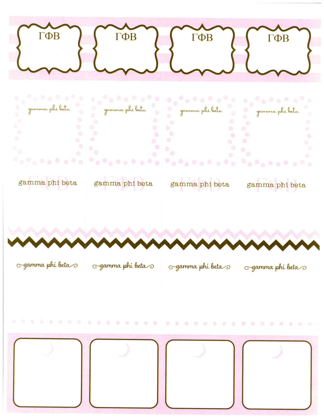 Sorority Label Stickers - Gamma Phi Beta