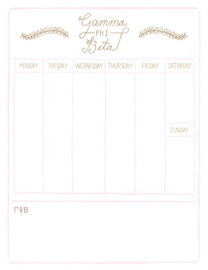 Weekly Schedule Pad - Gamma Phi Beta