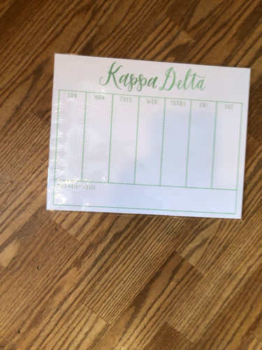 Weekly Schedule Pad - Kappa Delta