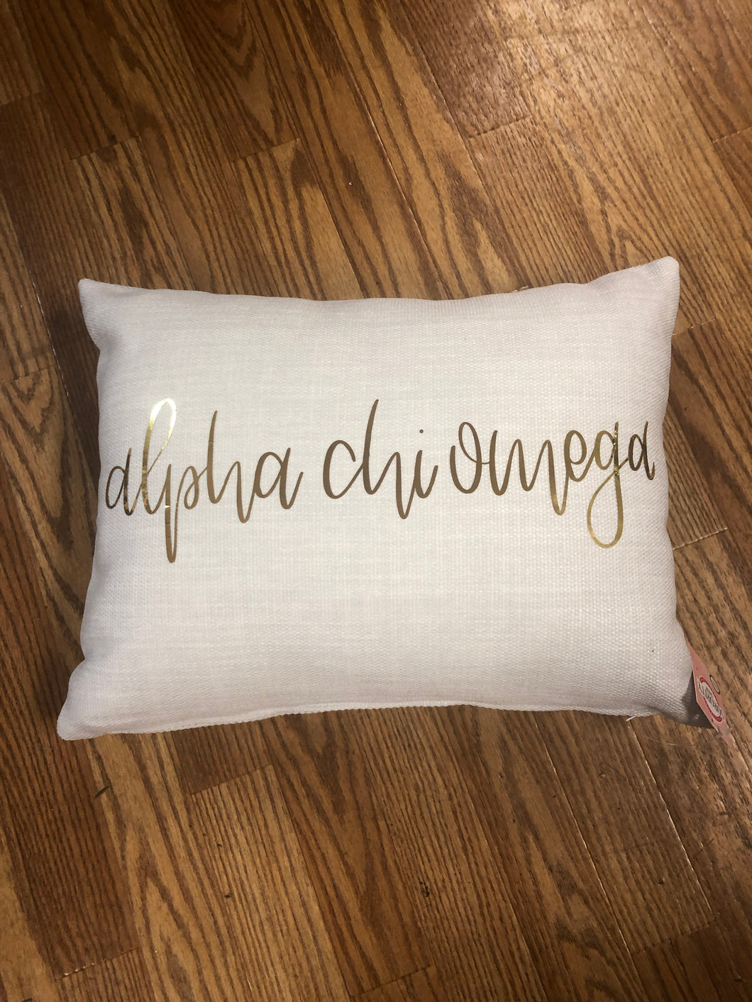 Gold Script Pillow - Alpha Chi Omega
