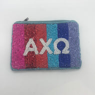 Greek Stripe Pouch-Alpha Chi Omega