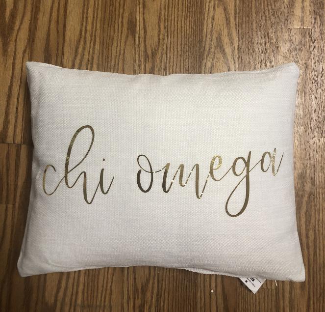 Gold Script Pillow - Chi Omega