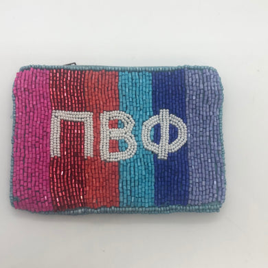 Greek Stripe Pouch-Pi Beta Phi