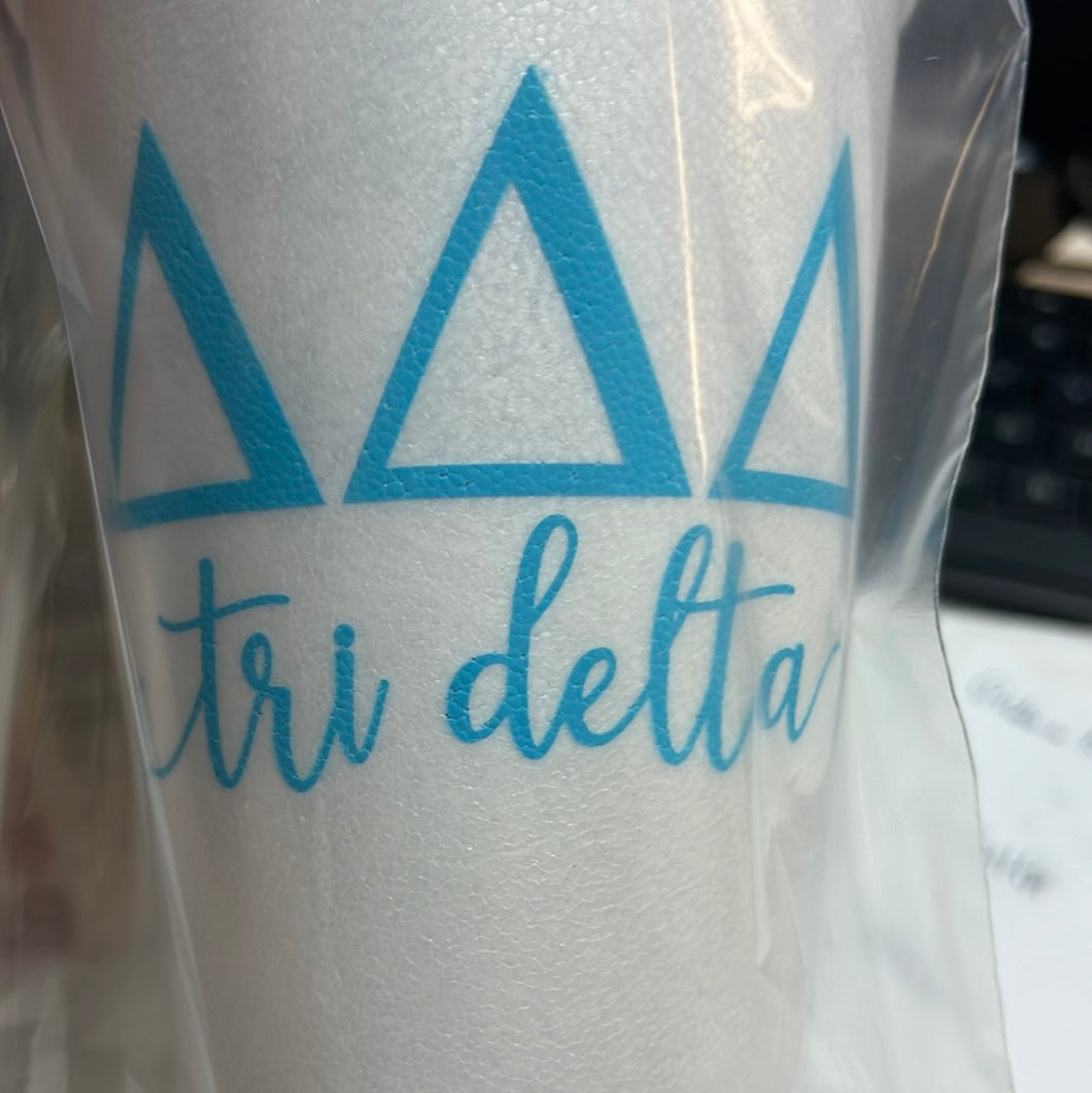 Styrofoam Cups - Letters and Name - Delta Delta Delta