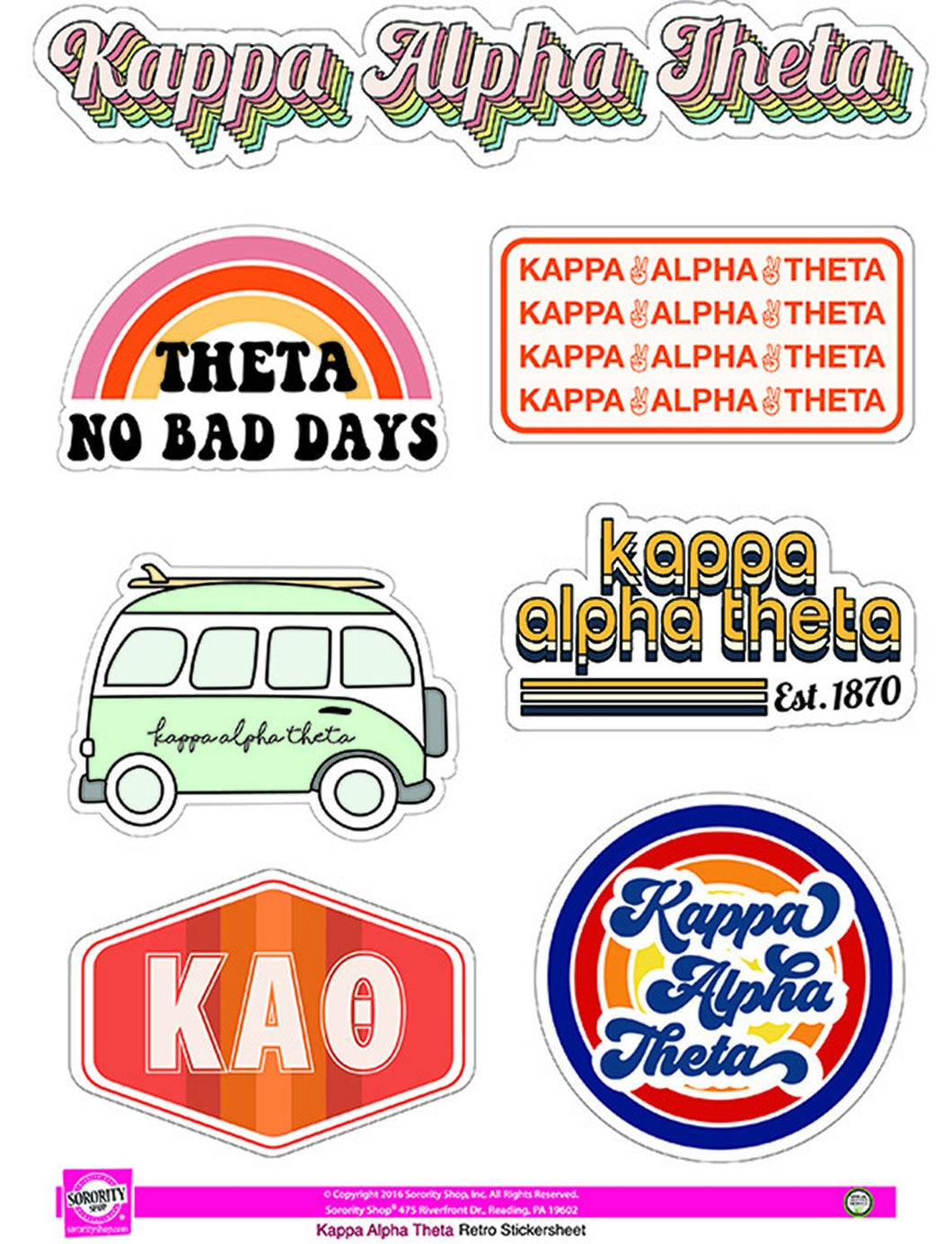 Retro Sticker Sheet - Kappa Alpha Theta