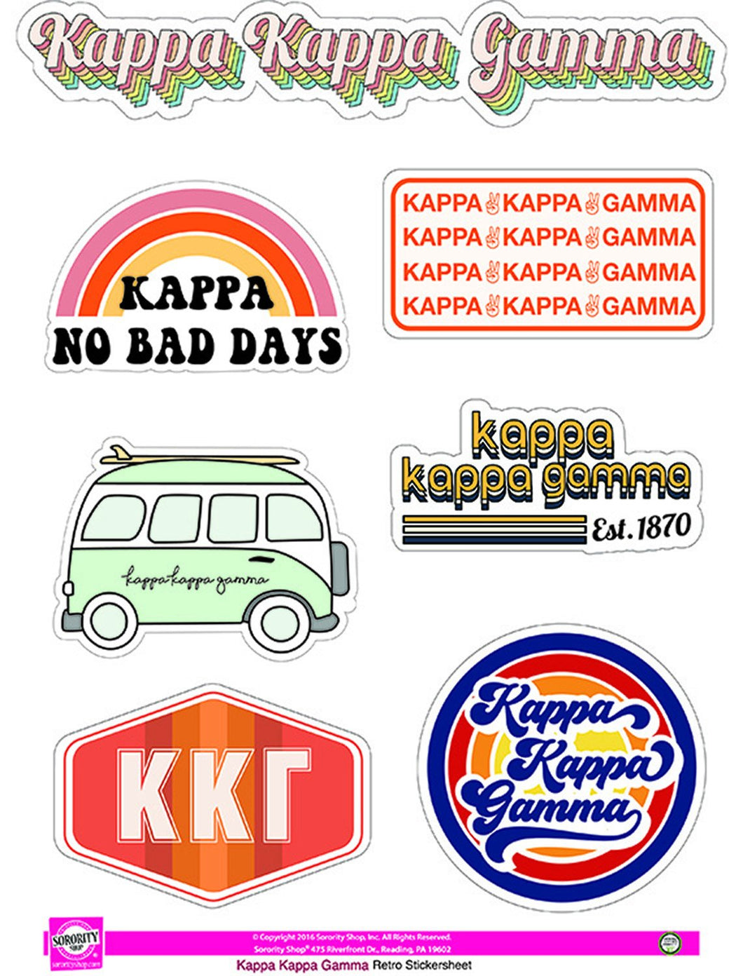 Retro Sticker Sheet - Kappa Kappa Gamma