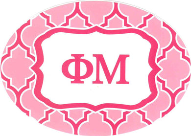 Oval Quatrefoil Decal - Phi Mu