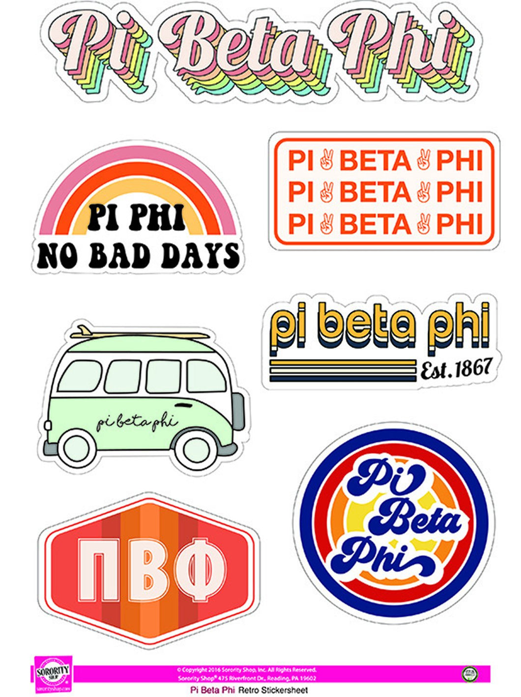 Retro Sticker Sheet - Pi Beta Phi