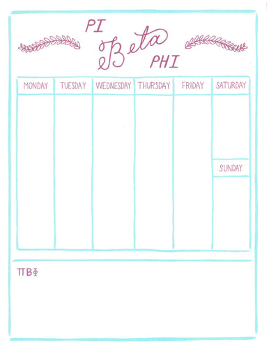 Weekly Schedule Pad - Pi Beta Phi