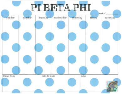 Polka Dot Weekly Notepad - Pi Beta Phi