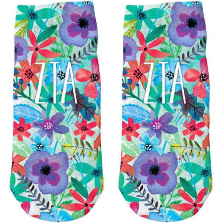 Floral Ankle Socks - Zeta Tau Alpha