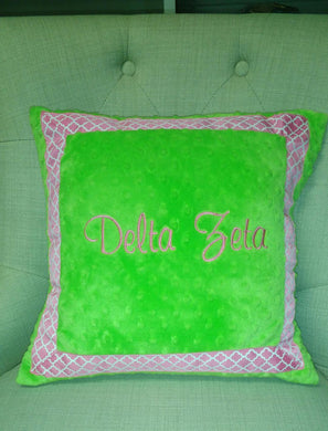 Minky Dot Square Pillow - Delta Zeta