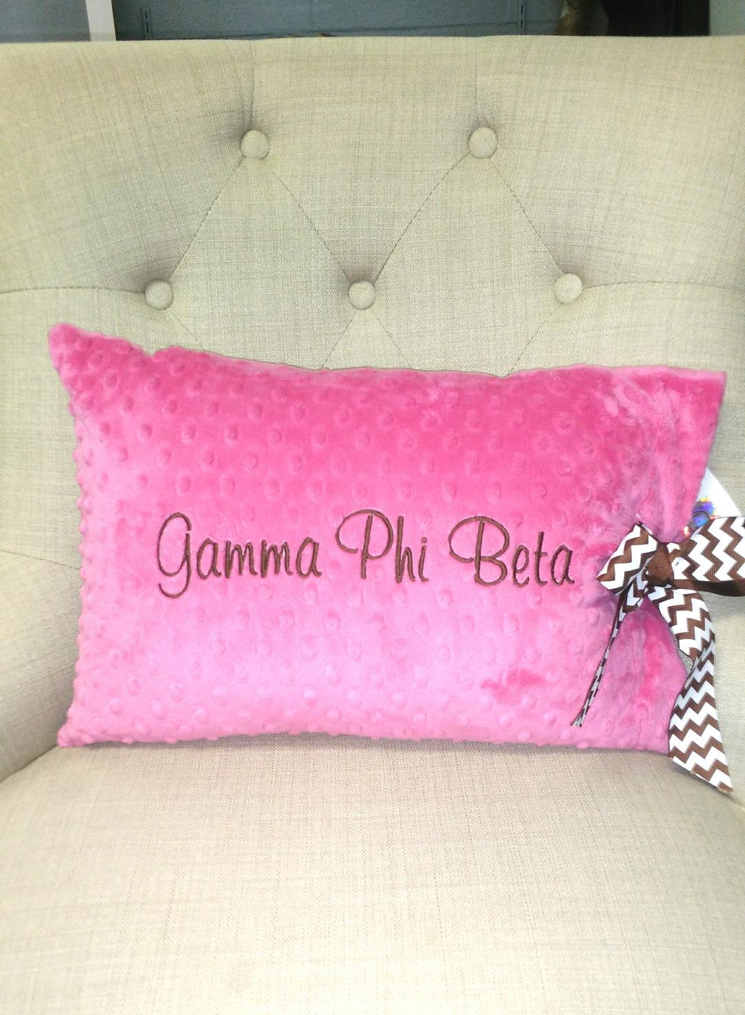 Minky Dot Rectangle Pillow - Gamma Phi Beta