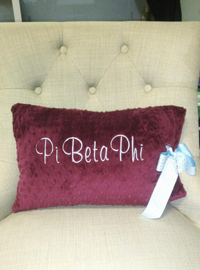 Minky Dot Rectangle Pillow - Pi Beta Phi