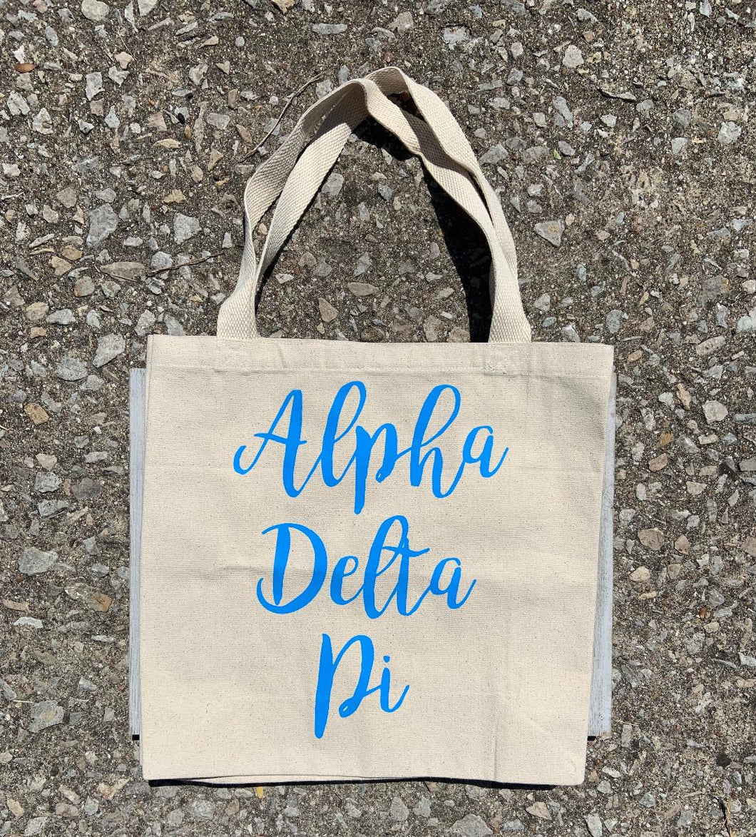 Canvas Script Tote - Alpha Delta Pi