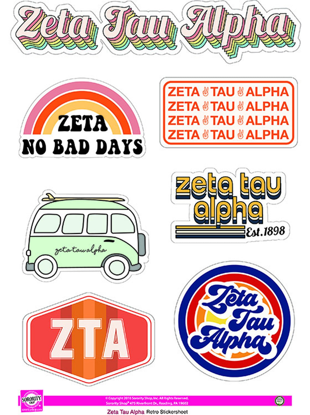 Retro Sticker Sheet - Zeta Tau Alpha