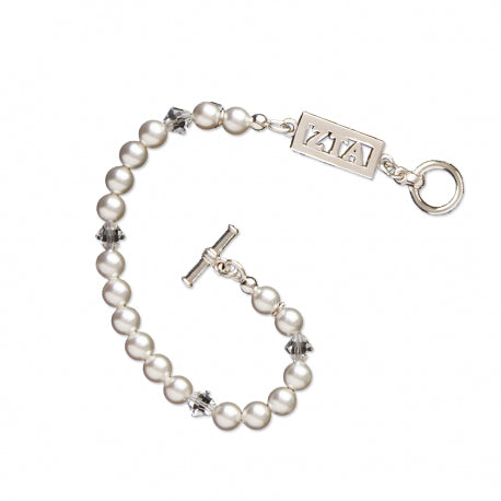 Swarovski White Pearl and Crystal Bracelet - Zeta Tau Alpha